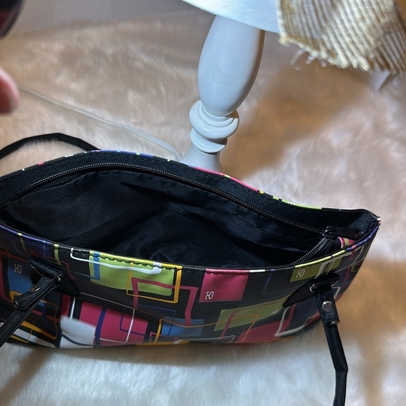 2 pc 90’s abstract sm blk shoulder bag w/ squares,white,orange,green,blue + Ipsy - Picture 6 of 7